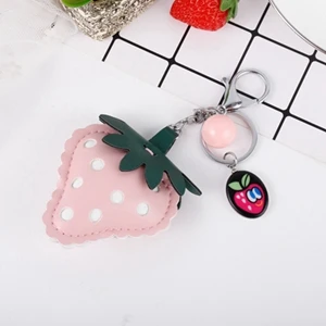 Цвет из искусственной кожи клубника брелок цепи фрукты кошелек сумка кулон для автомобиля брелоки подарок Сумочка Шарм Для женщин сумка Подвеска d8 - Цвет: D8-1