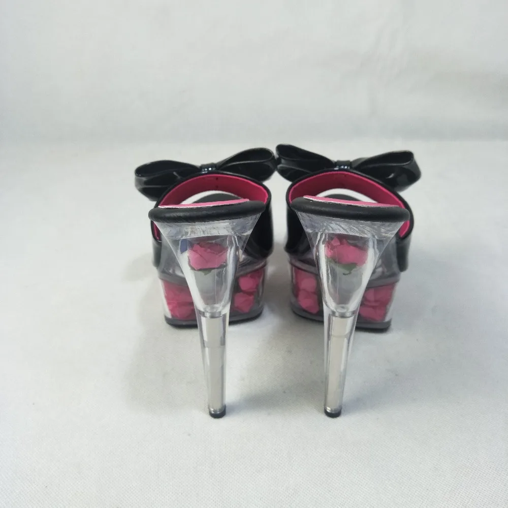 6 Inch High-Heeled Shoes Sexy Crystal Slippers Flowers Women Slides 15cm Exotic Dancer Platforms Stiletto Shoes