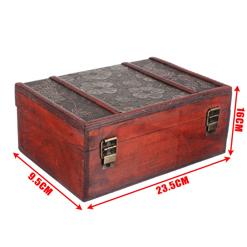 Large Decorative Trinket Jewelry Lock Chest Handmade Wooden Storage Box