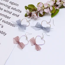 ידיים באביב של לבבות מתוקים Bowknot עגילי עגילי A31(China)