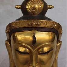 Отмечены Бронзовый 24 К Золото кван юн Бодхисаттва Богиня Глава Феникс Статуя Будды