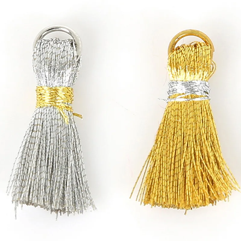 32PCs 13CM Gold/Silver Key Tassel Fringe Silk Thread Pendant Tassels  Decorative For Jewelry DIY card Curtains Clothes Weding