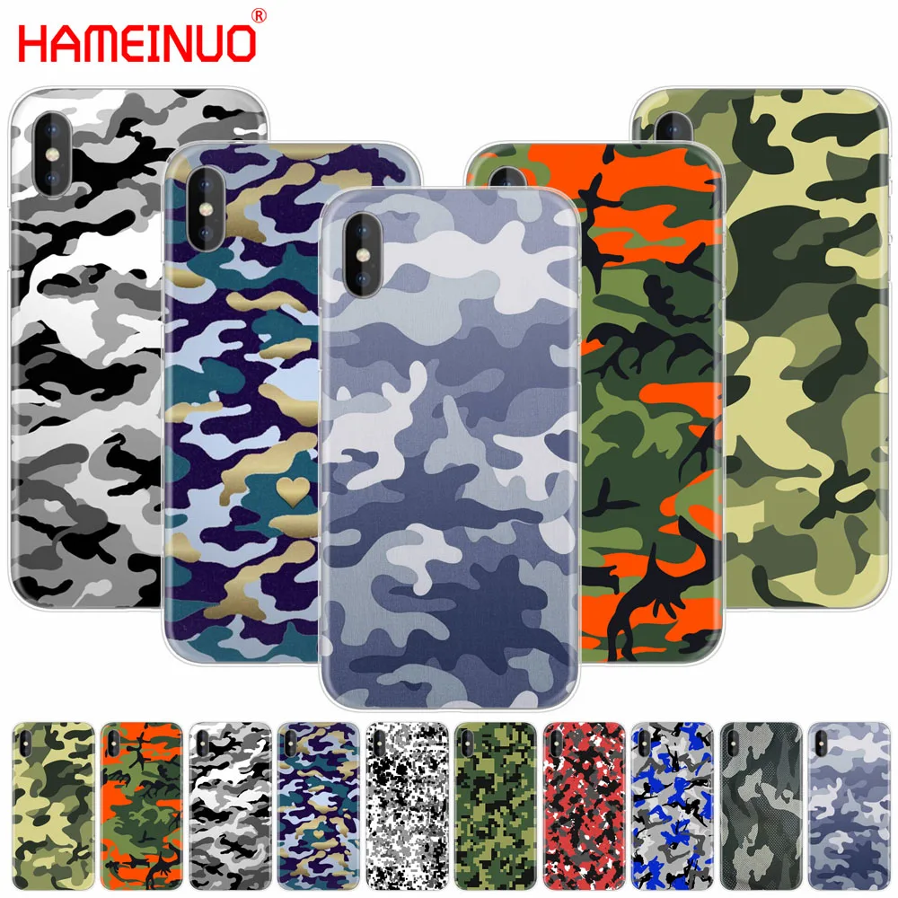 Hameinuo Camouflage Pattern Camo Army Custodia Per Cellulare Per Iphone X 8 7 6 4 4S 5 5S Se 5C 6S Plus