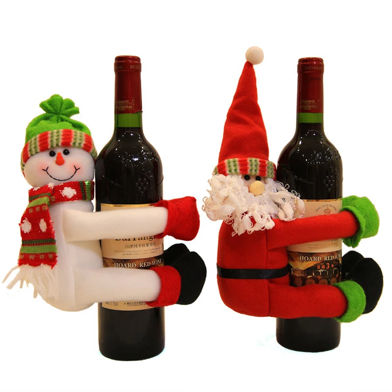 Christmas Decoration Red Wine Bottle Covers Santa Claus+Snowman Mini Toy small Holder Home Dinner Party Or Gift Table Decor | Дом и сад
