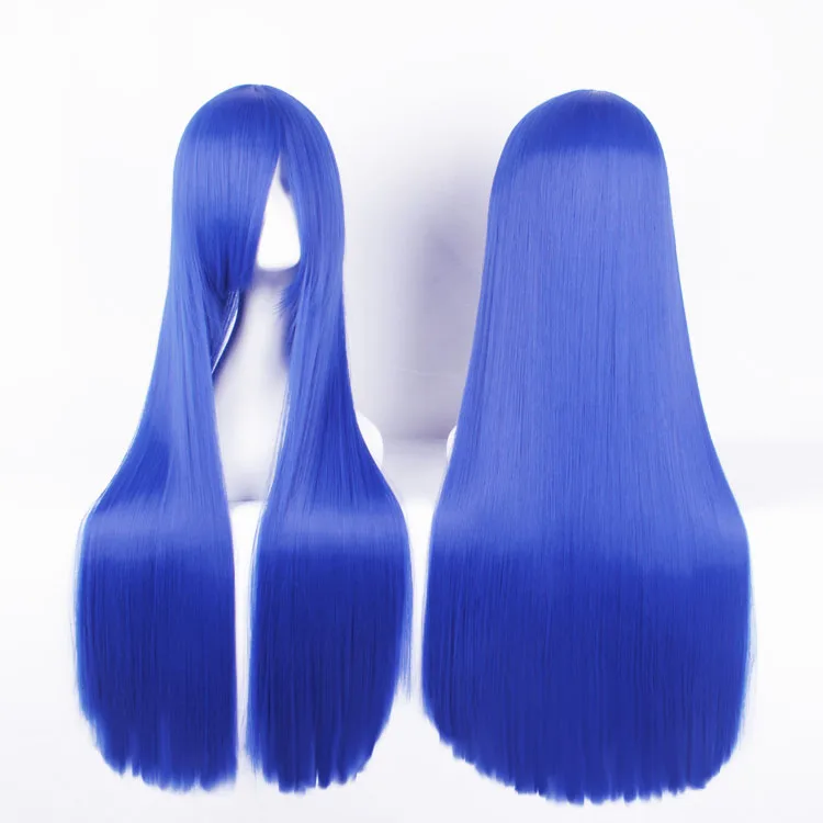 80CM 32 Inches Straight Royal Blue Cosplay Wigs Izumi Konata Wigs