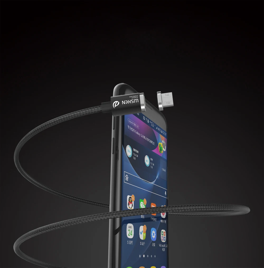WSKEN, 2 в 1, магнитный кабель для iPhone x, 8, 7, 6, 5 и микро USB устройств, быстрая зарядка, магнитное зарядное устройство, USB кабель, 1 м