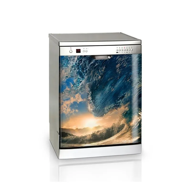 Wholesale 3D Sunset Wave Pattern SelfAdhesive Dishwasher Refrigerator Freeze Sticker Kid's Art Fridge Door Cover Wallpaper | Дом и сад