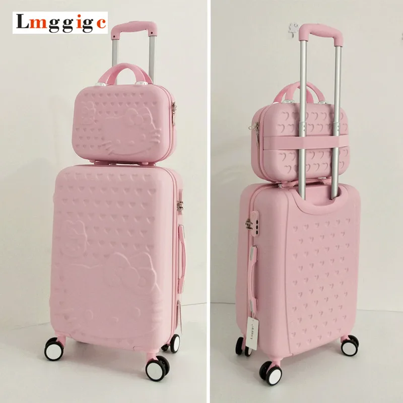 

Hello Kitty Suitcase set,Children Women Luggage bag with handbag,ABS Cartoon wheel Travel Box,Rolling Trolley Cosmetic case
