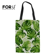 FORUDESIGNS, женская сумка для покупок, многоразовая, зеленая, с рисунком листьев пальмы, тканевая сумка, продуктовые эко-сумки, складные, холщовые, вместительные сумки