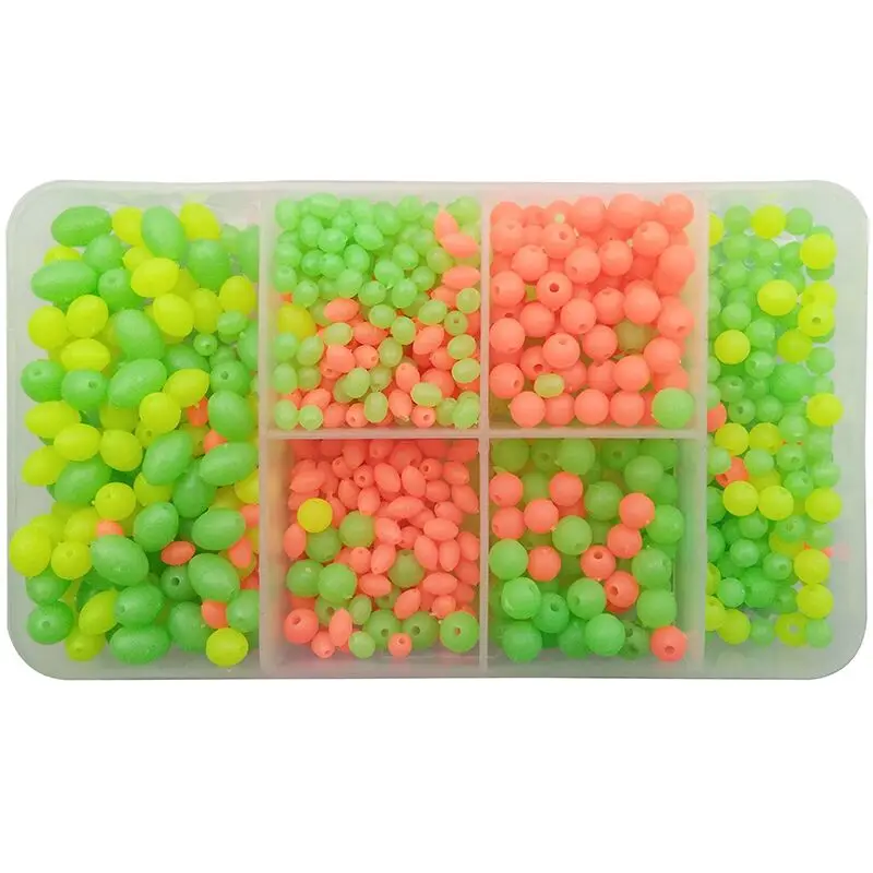 Hyaena 1000pcs Mixed Size Plastic Glow Fishing Beads Round Oval