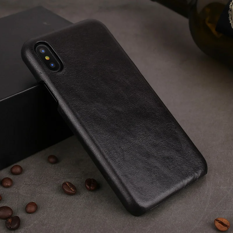 Solque Genuine Leather Case For iPhone X XS Max XR 11 Pro Phone Luxury Leather Ultra Thin Slim Hard Matte Cover Case Vintage