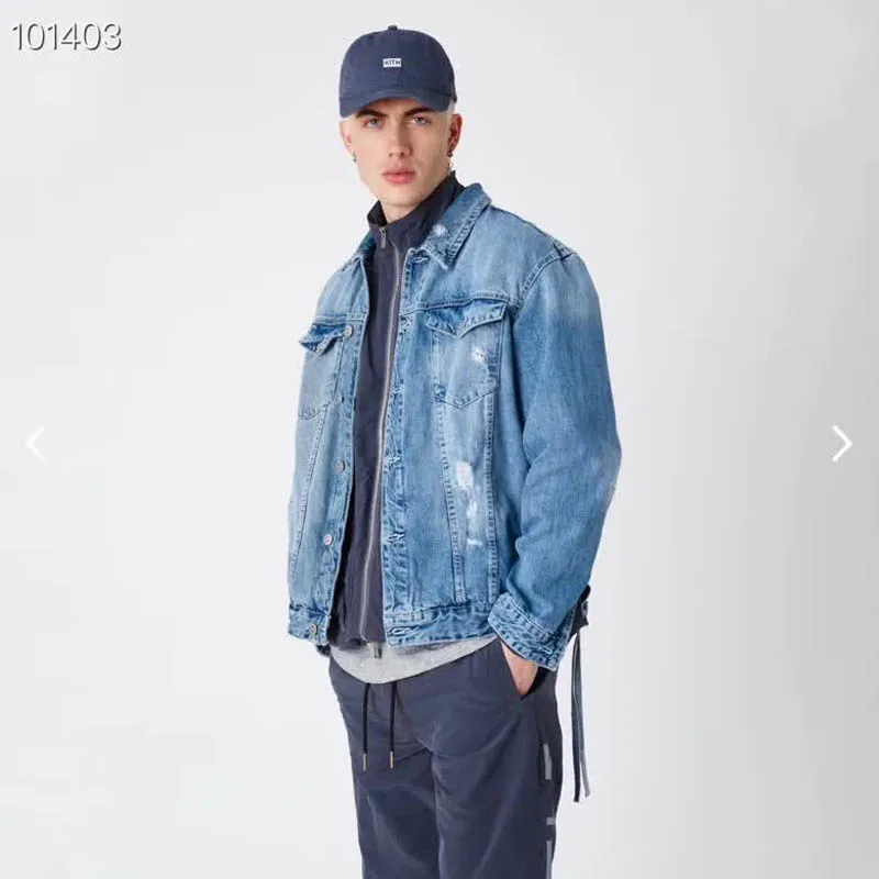 2019FW Kith джинсовые куртки винтажные Классические Куртки с логотипом Kith для мужчин и женщин Повседневная Верхняя одежда с металлической пряжкой пальто