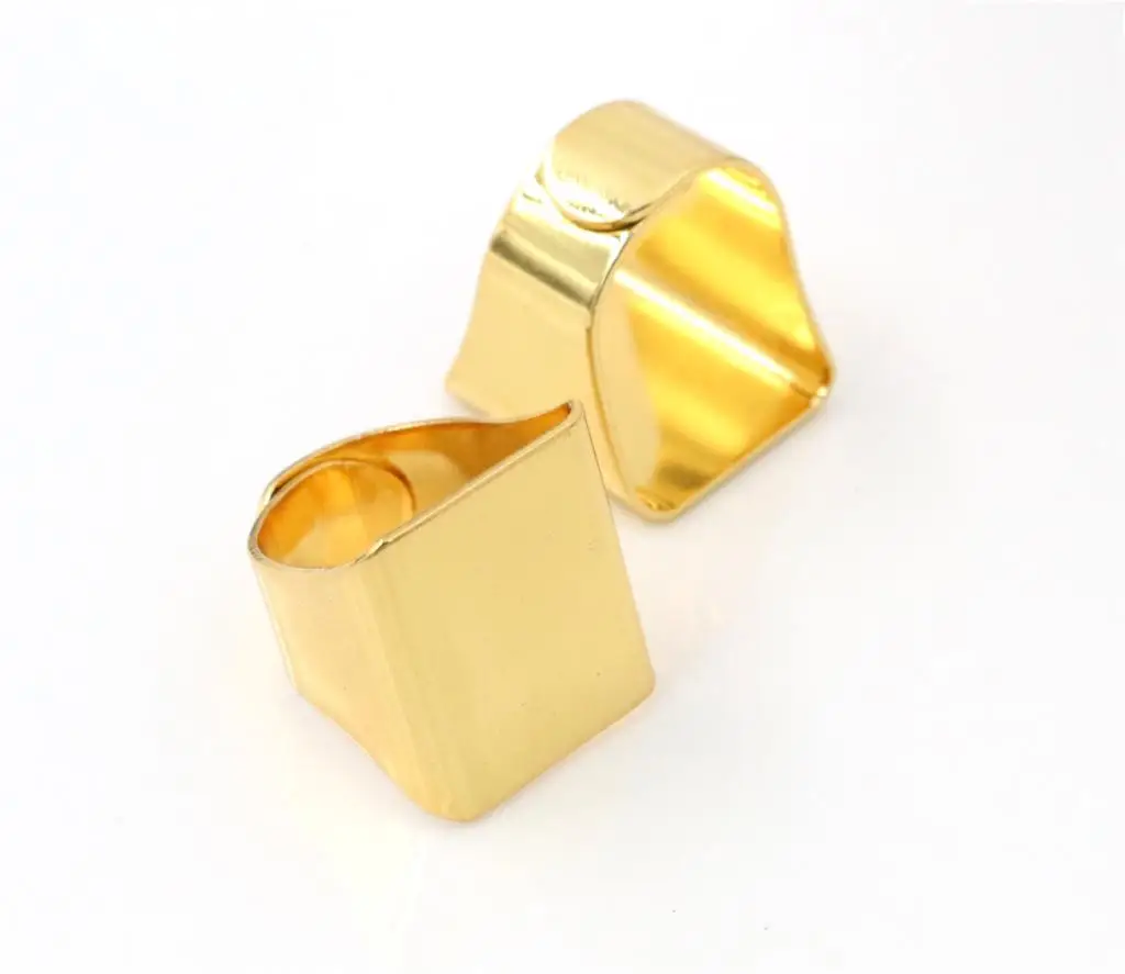 20 мм 5 шт., Классические 6 цветов, латунные квадратные Регулируемые кольца, пустые/Базовые, подходят для 20 мм стеклянных кабошонов, кнопок; кольца - Цвет: Gold