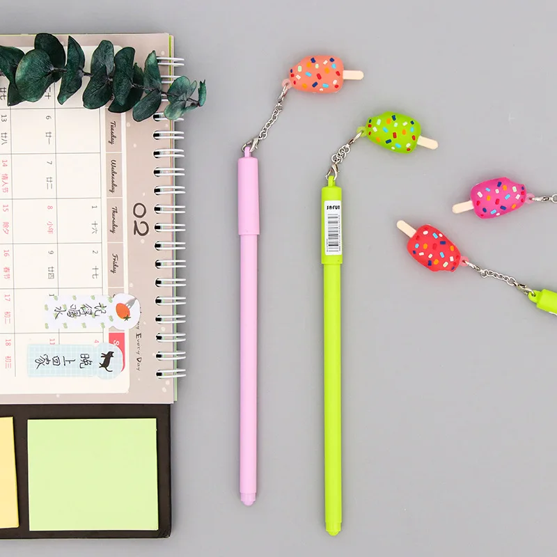 2 шт 0,5 мм ручки-подвески Милая подвеска «мороженое» гелевые ручки, кавайные канцелярские принадлежности ручки творческие подарки для школы и офиса