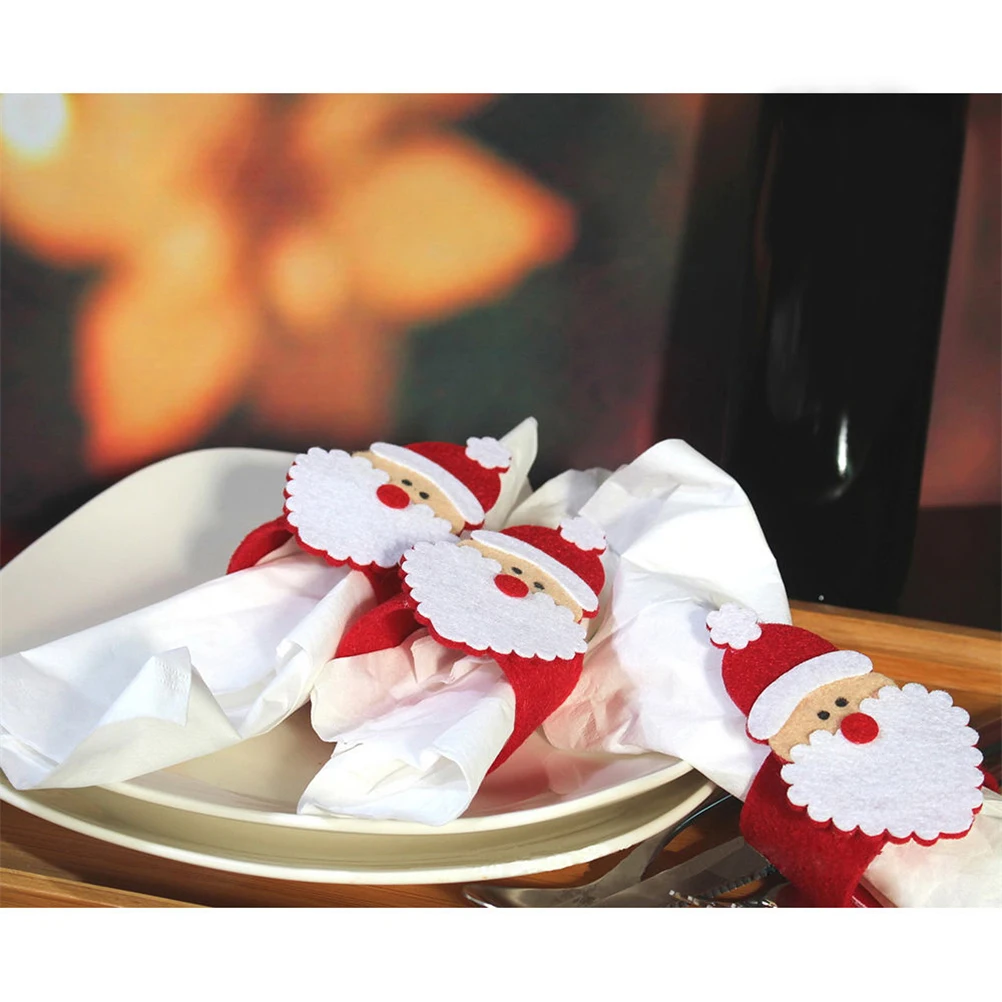 

1 Pc Christmas Napkin Ring Holders Tableware Decor PARTY Dinner Santa Claus Cover For Christmas Xmas Hotel Table Decoration