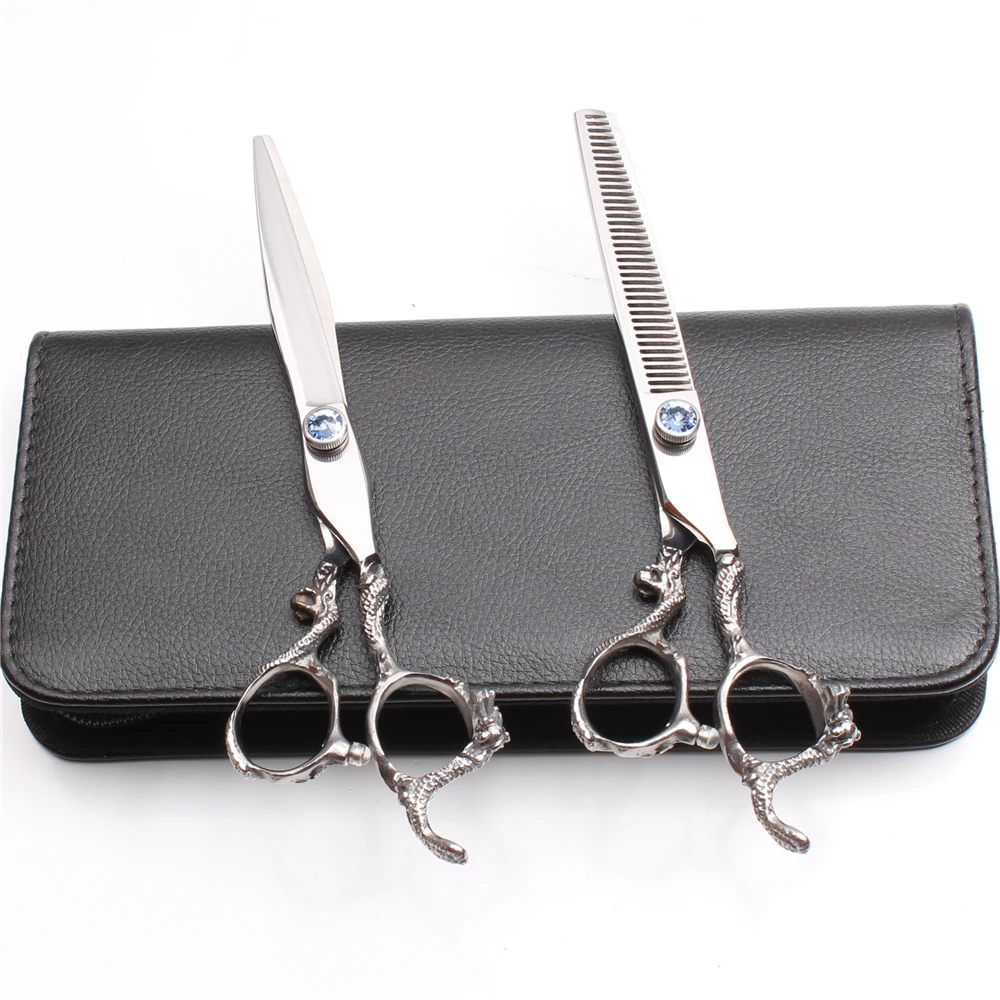 

7" JP 440C Straight Shears Thinning Shears Hairdersser's Scissors Professional Hair Scissors Barber Scissors Dragon Handle C9100