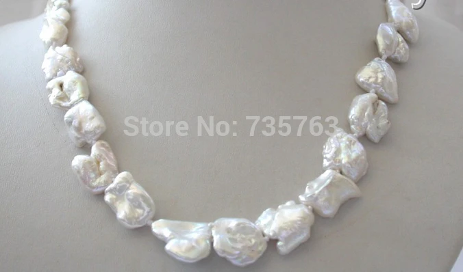 

HOT 0015184 stunning big 16mm baroque white freshwater cultured pearl necklace