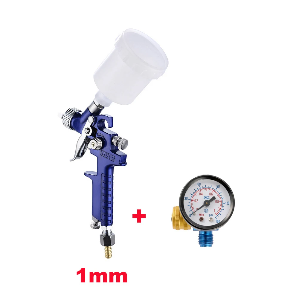 0,8 мм/1,0 мм сопла H-2000 Профессиональный HVLP пистолет мини-опрыскиватель краскораспылители Аэрограф Для Краски ing автомобильный краскопульт краскопульт - Цвет: 1mm set