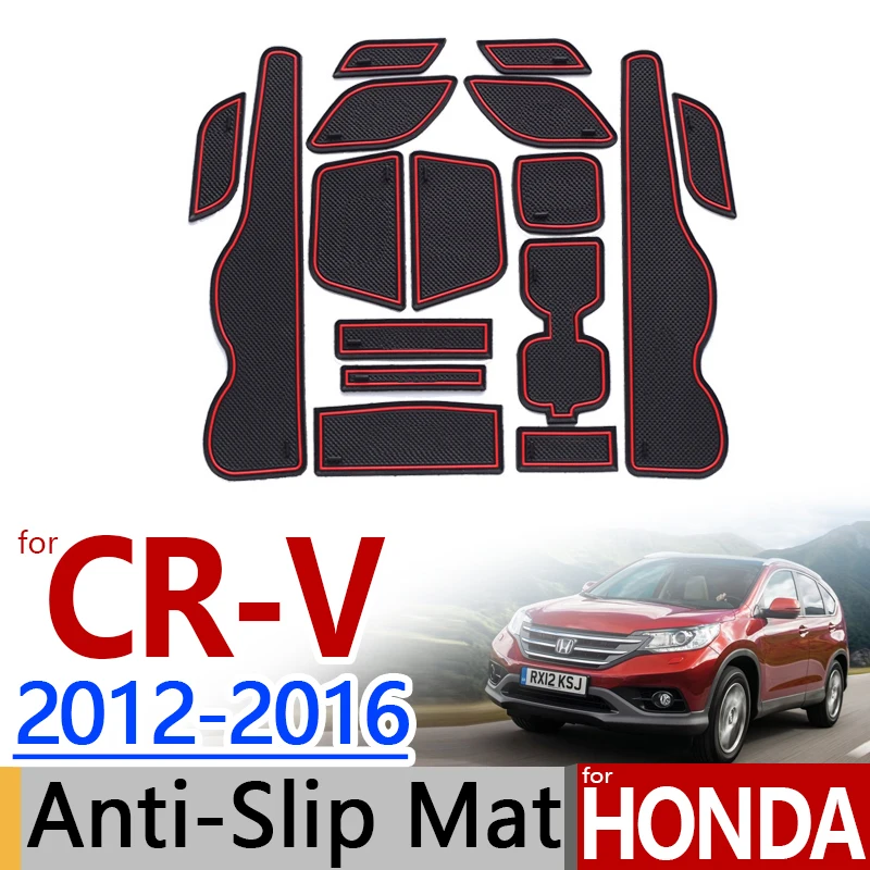 

for Honda CR-V 2012 - 2016 Anti-Slip Rubber Cup Cushion Door Mat 3 Color CRV CR V 2013 2014 2015 Accessories Car Styling Sticker