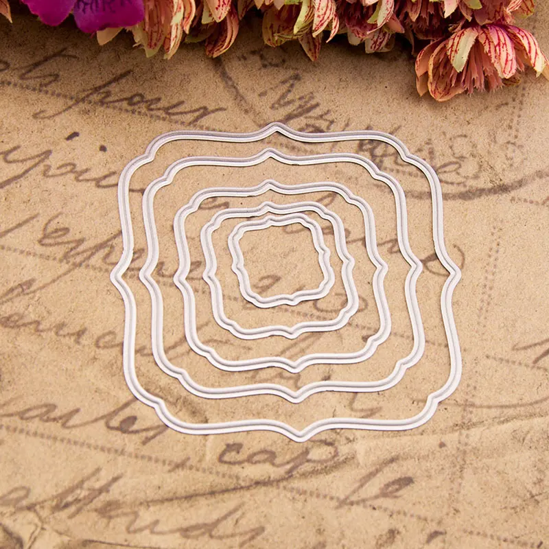 

5pcs Square Wave Shape Metal Cutting Dies for Scrapbooking DIY Album Embossing Folder Paper Cards Maker Template Decor Stencils