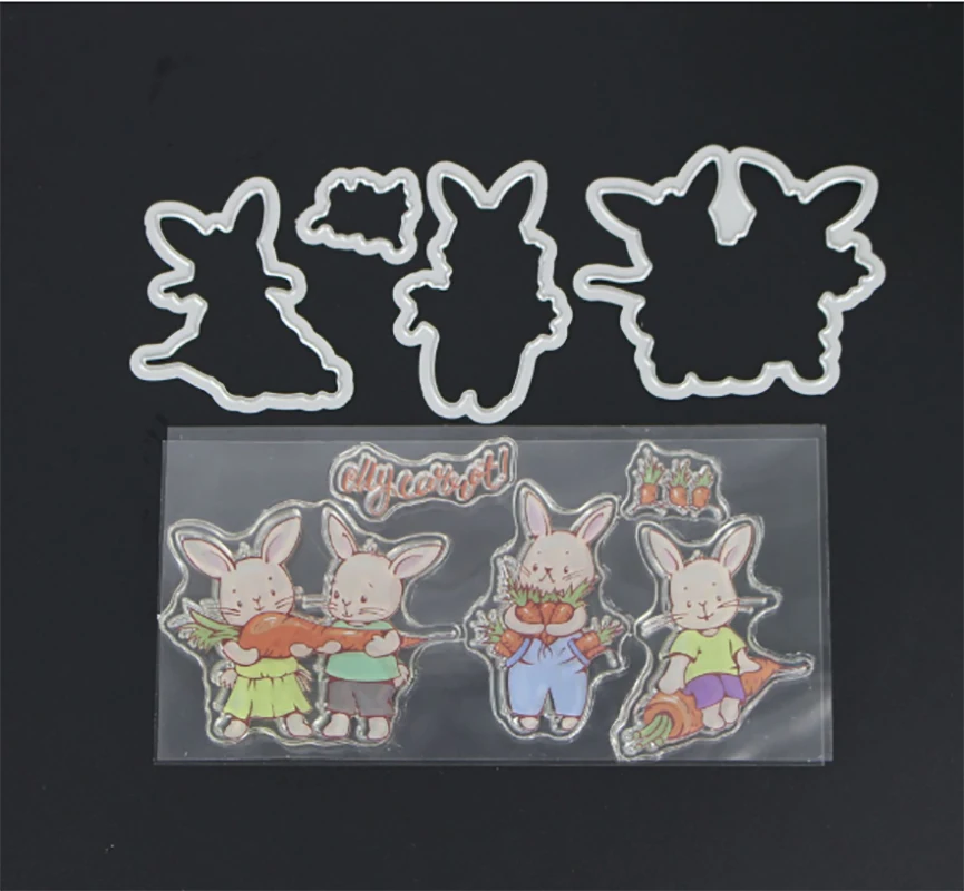 

ZhuoAng Delicious radish Cutting Dies and Clear Stamp Set for DIY Scrapbooking Photo Album Decoretive Embossing Stencial