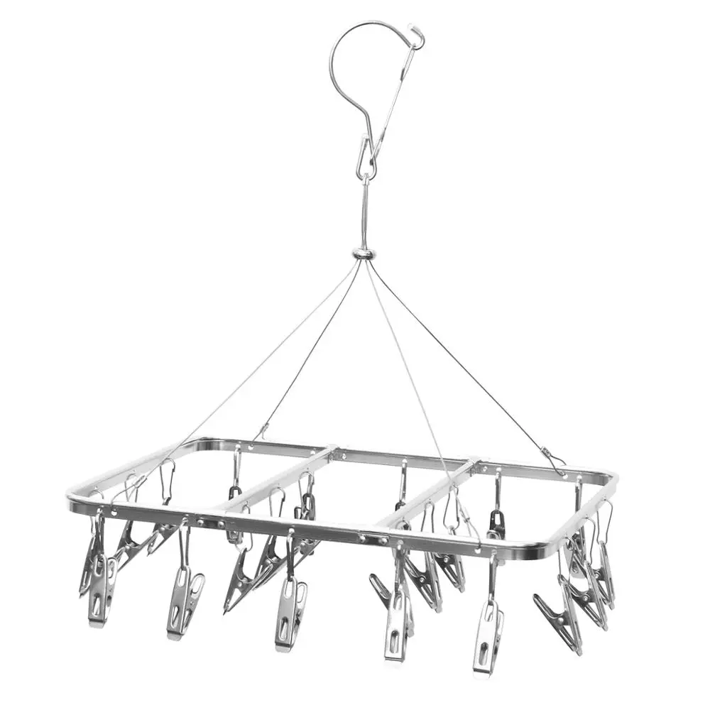 

1Pc Aluminium Alloy Clothes Hangers Clothes Drying Rack Laundry Hanger with 22 clips for Towel Pants Socks Underwear