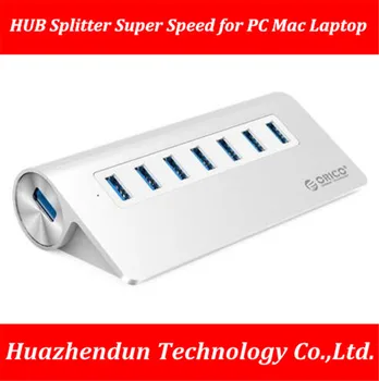 

Free Shipping Aluminum 7 Port USB 3.0 Power HUB Splitter Super Speed for PC Mac Laptop