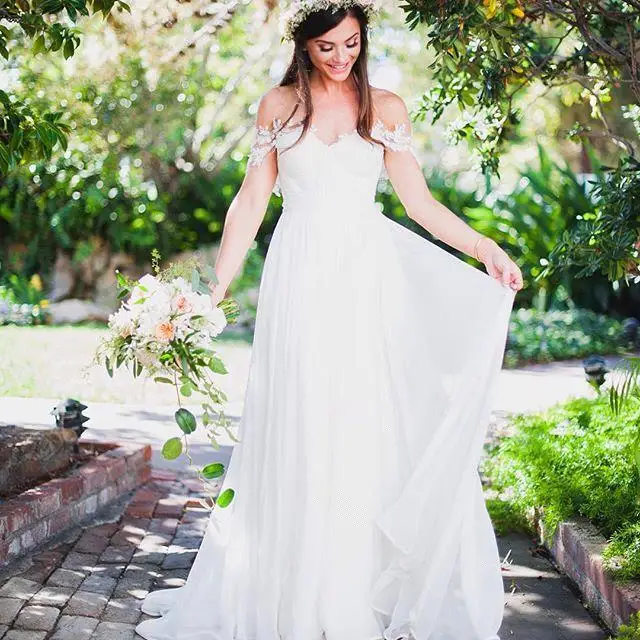 Off Shoulder Chiffon Wedding Dress