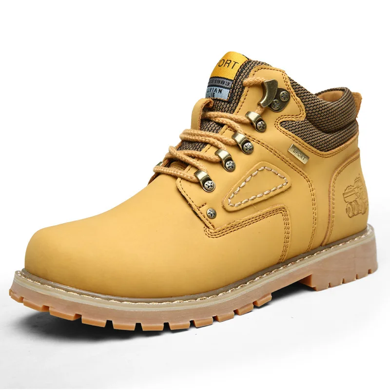 

Lace-Up Men Fashion Boots EU 38-44 Durable Rubber Sole Man Nubuck Leather Ankle Shoes Brown / Yellow