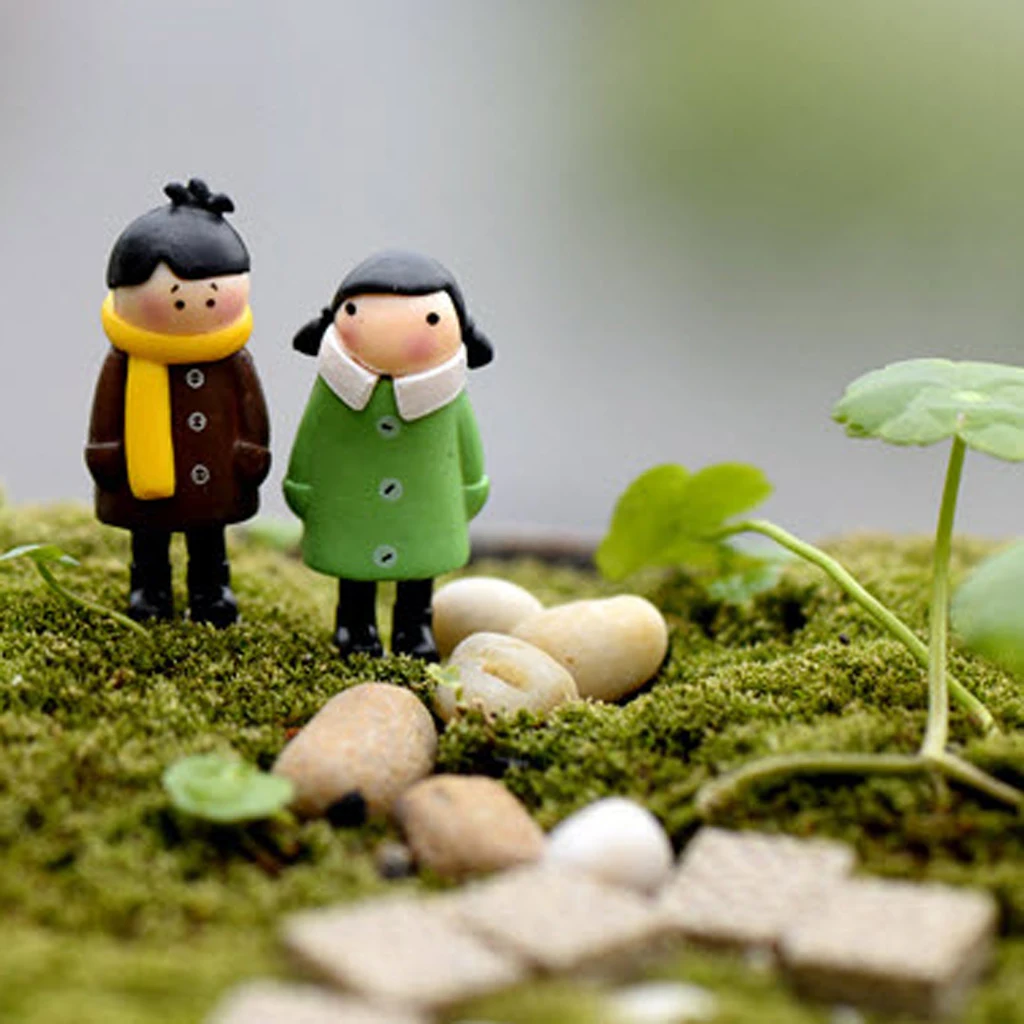 1 Set 4 Depressed Girls Miniature Bonsai DIY Craft Terrarium Figurine Resin Landscape Decor