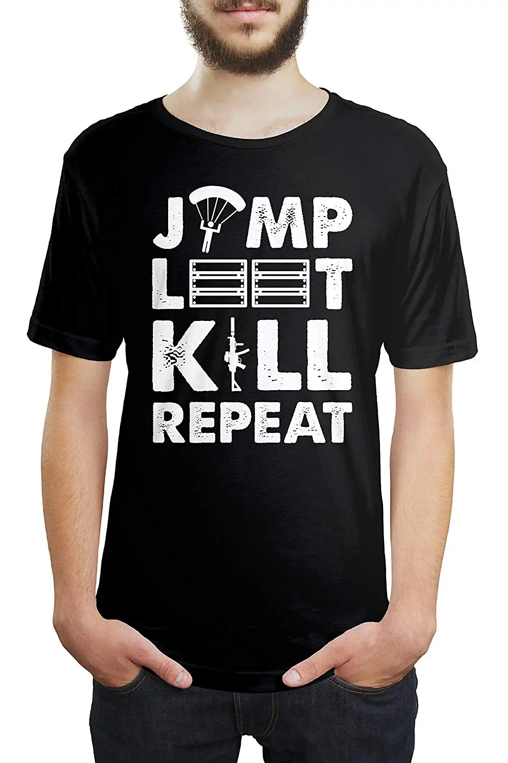 UmaAura Jump Loot Kill Repeat унисекс футболка брендовая Хлопковая мужская одежда облегающая