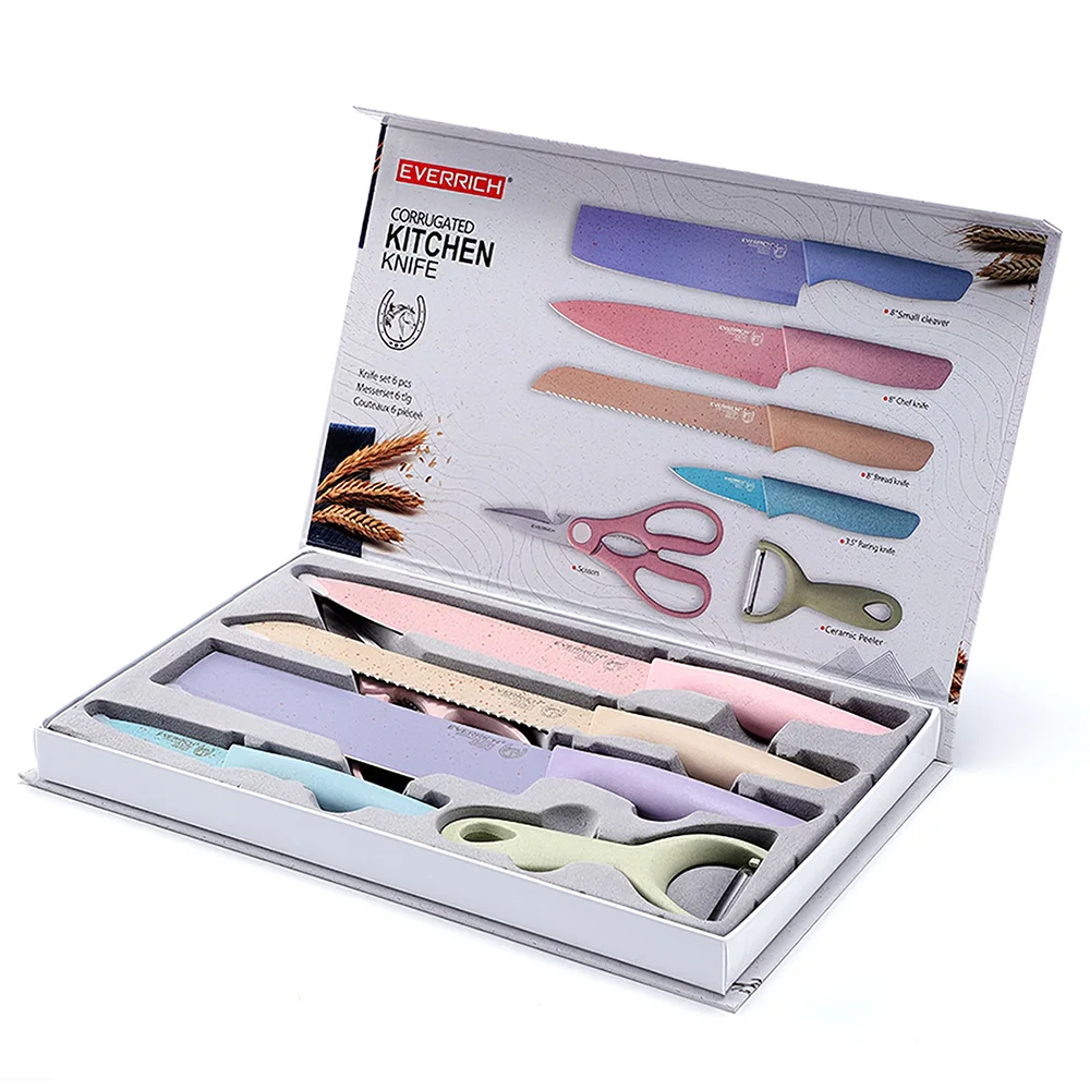 Everrich 6 Pcs Corrugated Kitchen Knife Set