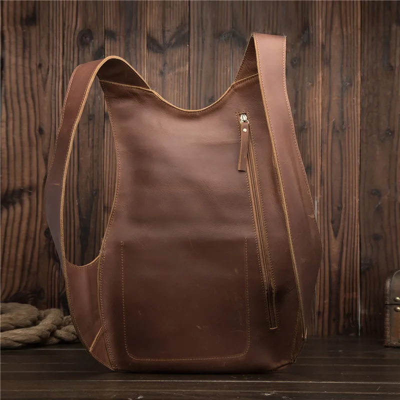 Stylish Vintage Men Women Backpack Leather Business Bag Pack for Boys Travel Bag Male Female Cowhide Anti Theft Large Hand Bags