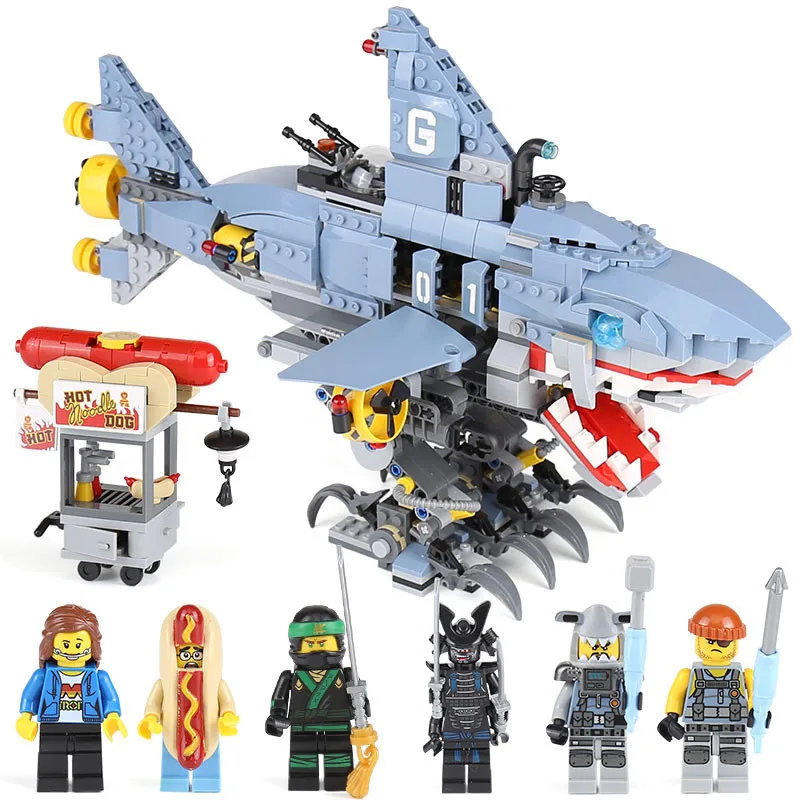 

929pcs Diy Ninjagoed Movie Block Model Compatible With Legoingly Garmadon Set Big Shark Bricks Toys For Children Brinquedos