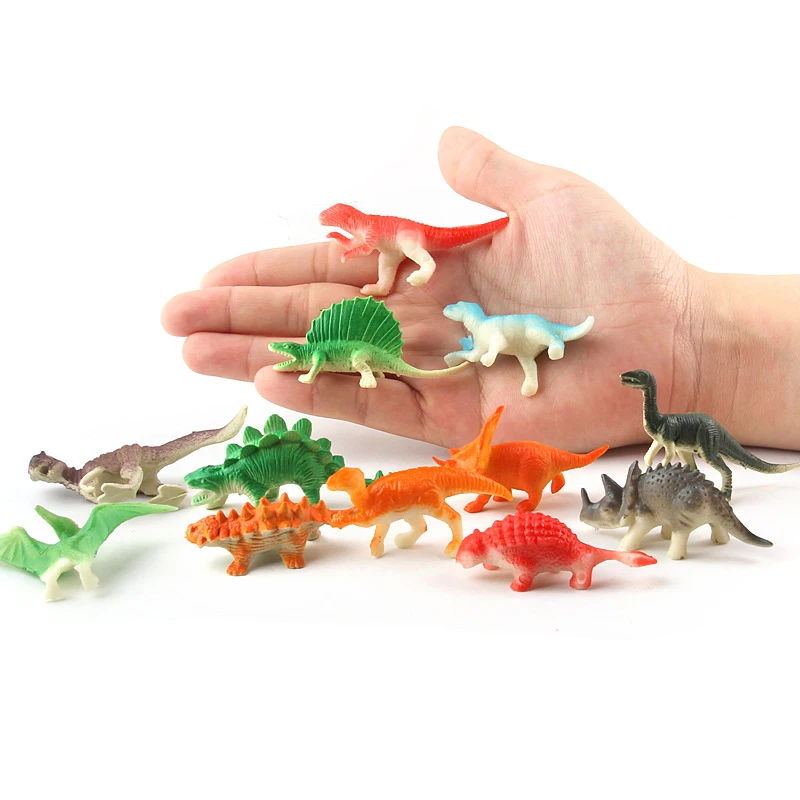 12pcs/set Dinosaurs Toys Set Children Simulation Animal Model Solid Soft Dinosaur Action Figures 
