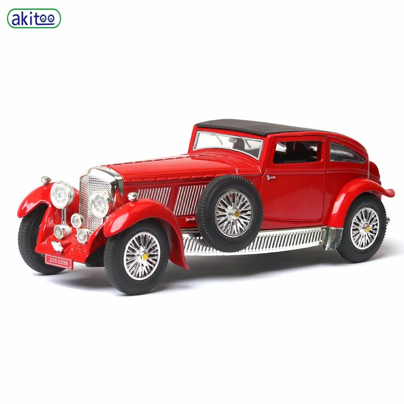 Классическая модель автомобиля akitoo Bentley 1930s 8L, антикварная модель автомобиля, звук и светильник, украшение для автомобиля, Ретро модель, подарок#2404