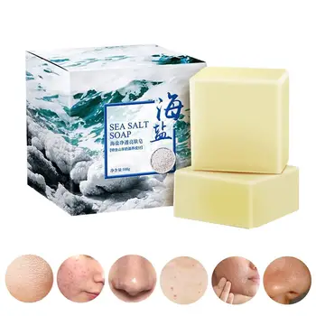 

Sea Salt Soap deep Cleaner Removal blackhead Pores Acne Treatment Oil control Goat Milk Moisturizing Face Care Wash Basis Soap