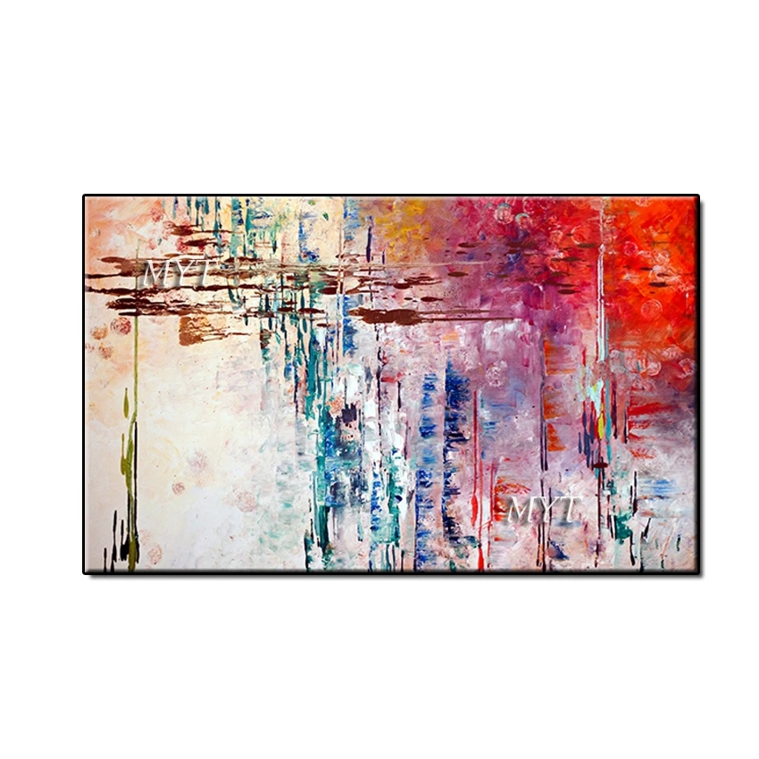 

100% hand-painted, large-scale abstract painting red art, painting murals, living room decoration.