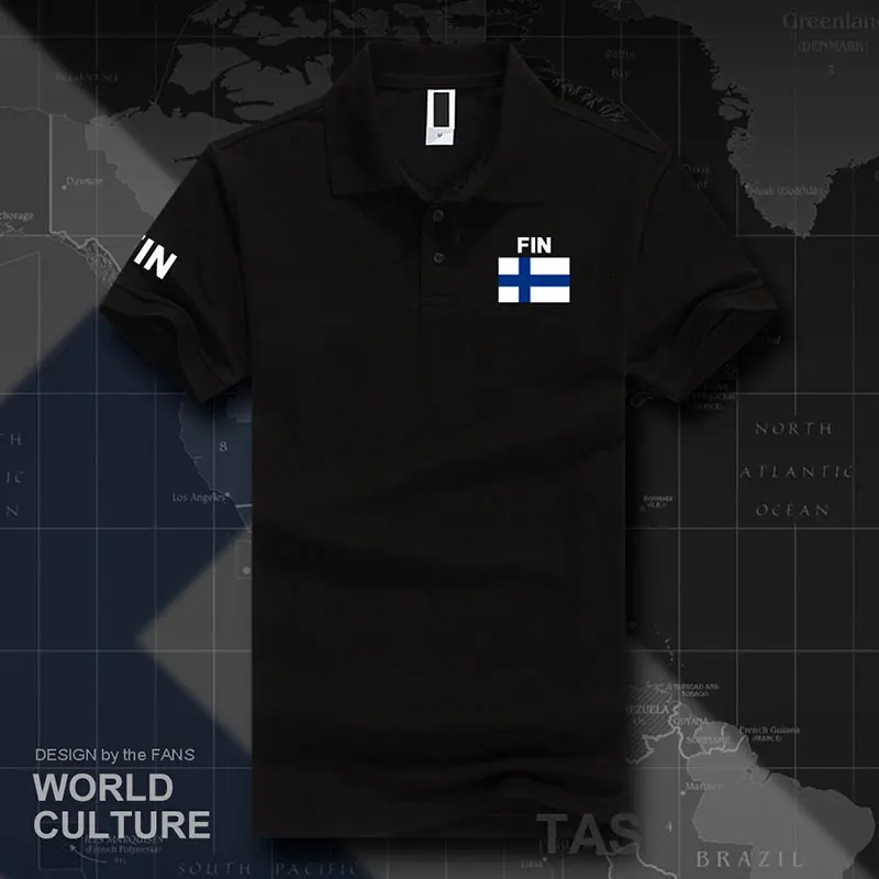 Финские мужские рубашки поло с коротким рукавом, белые бренды, с принтом для страны, хлопок, с флагом сборной страны, новинка, финский Финн Фин Фи Суоми - Цвет: polo-Black