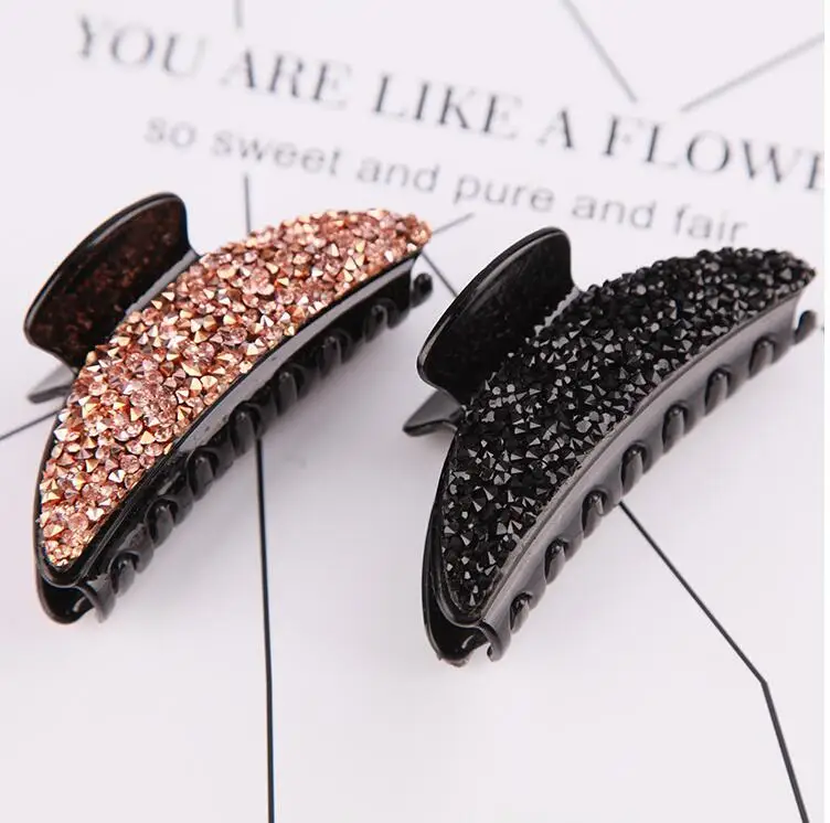 

1 pc Big Black Champagne Clear Rhinestone Hair Clips Crab Hair Claws for Girl Barrettes Women Hair accessories para el cabello