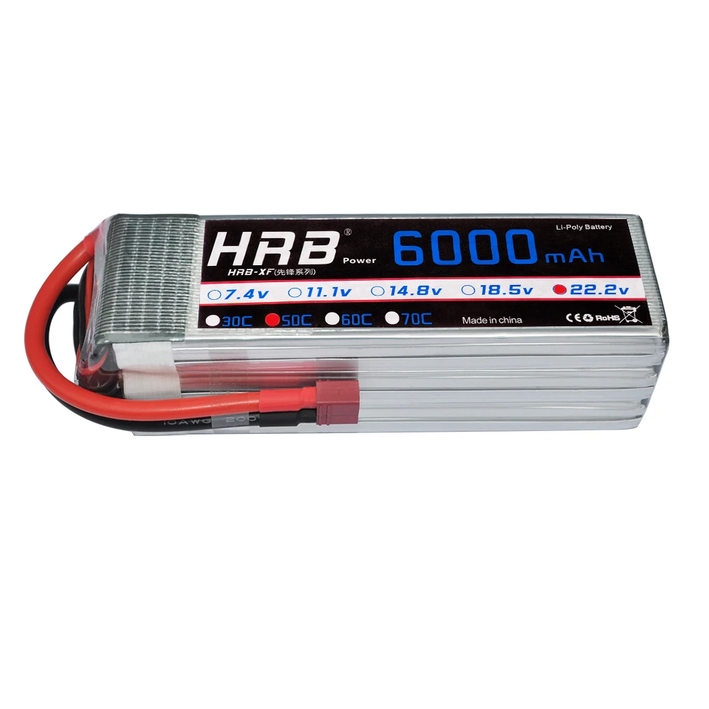 Аккумулятор HRB Lipo 6S 22 2 V 6000mAh 50C Max 100C для радиоуправляемого дрона FPV Вертолет UAV