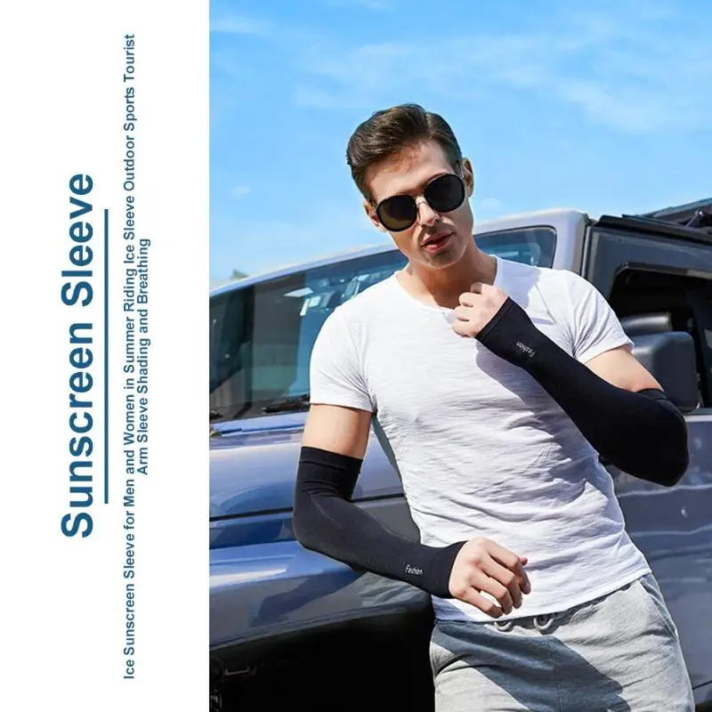 2pcs Ice Silk Sunscreen Cuff Summer Riding Cool Sleeves Running Arm Sleeves Outdoor Sports Tourism Kit College Style Breathable 2pcs Ice Silk Sunscreen Cuff Summer Riding Cool Sleeves Running Arm Sleeves Outdoor Sports Tourism Kit College Style Breathable