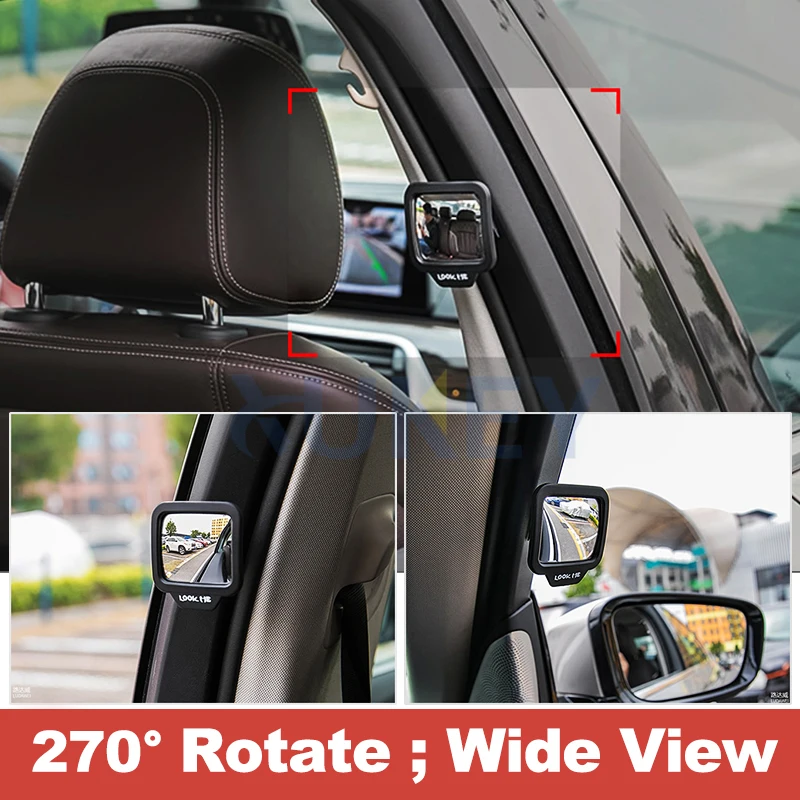 Car Rearview Mirror 270 Degree Rotate Adjustable Wide Angle Lens Auto Rear Seat Mirror Car Baby Safety Makeup Blind Spot Mirror