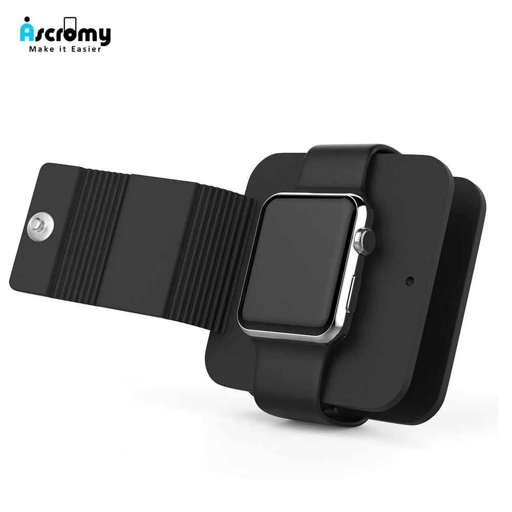 

Ascromy For Apple Watch 4 3 2 1 iWatch Charging Case Wallet Soft Silicone Charging Dock Station Storage Cover Mobile Accessories