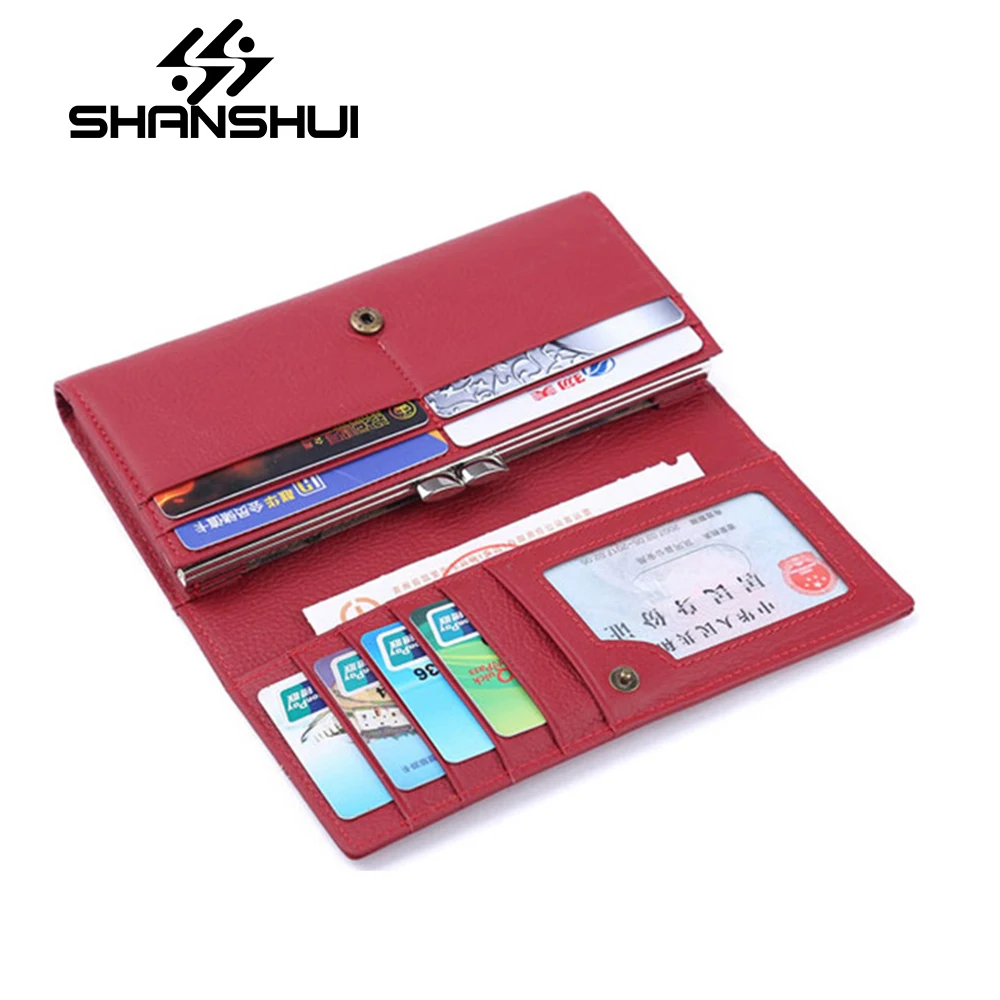 SHANSHUI Brand Women Leather Wallet First Layer Of Leather Long Wallet