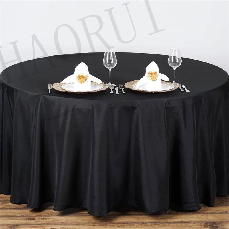 10pcs Round 108" Black Polyester Cotton Fabric Luxury Dining Tablecloths Meters for Weddings
