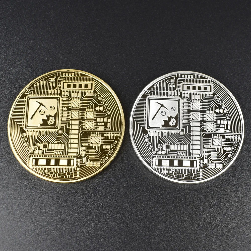 100 шт Позолоченные Биткоин монета Бит монета с акриловый чехол Бит монета золото серебро металлическая монета