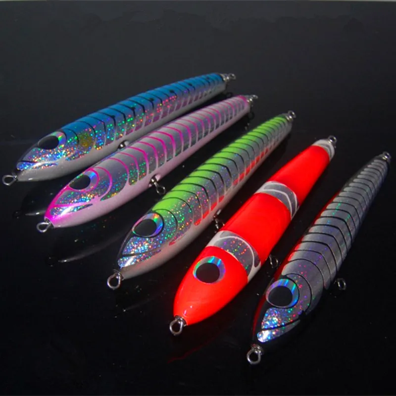 

Fishing Lure Wood Pencil Bait 120g 24cm Floating Sea Fishing Bait Laser Painted Boat Fishing Lure 1 Pcs/Lot