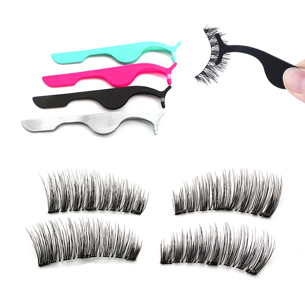 

Magnetic eyelashes 3 magnets Natural False Eyelash Extension Magnetic Lashes with Eyelashes Applicator Cilios Posticos Lashes