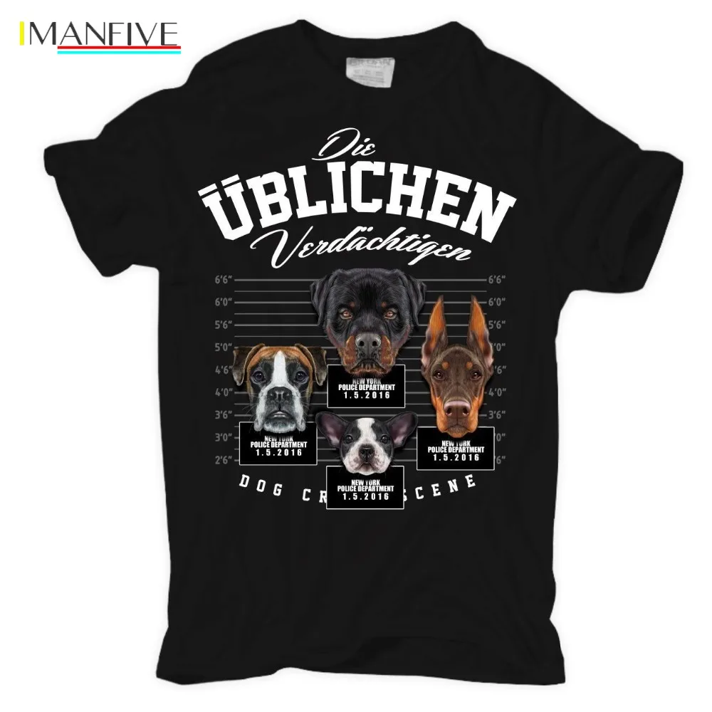 

T-Shirt The Usual Suspects Rottweiler Bulldog Doberman Boxer Dogs 2019 Summer Fashion Streetwear Tops Summer Style Cotton
